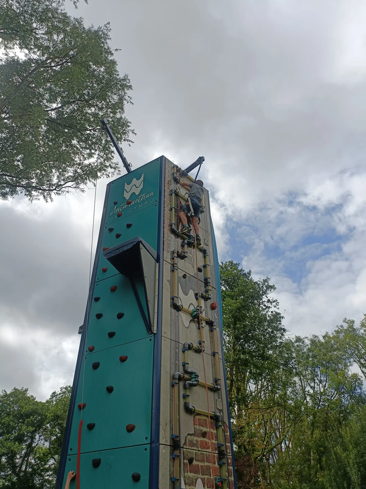 An outdoor climbing wall