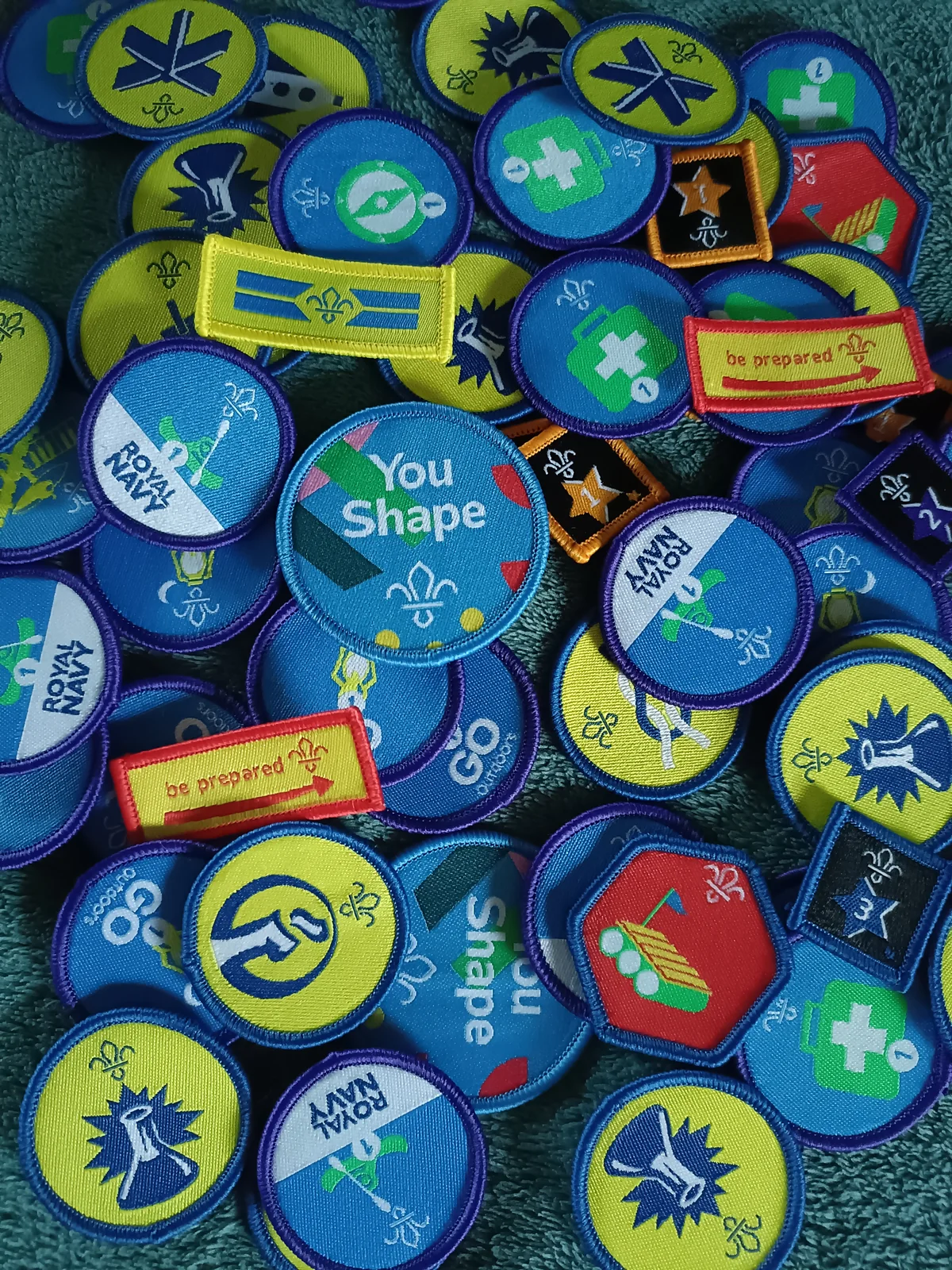 A collection of Scouting badges